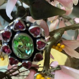 Vintage 925 green red turmaline ring